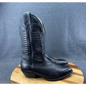 Boulet 9502 Men's Cowboy Boots Solid Black Deer Leather Western Canada Size 10E